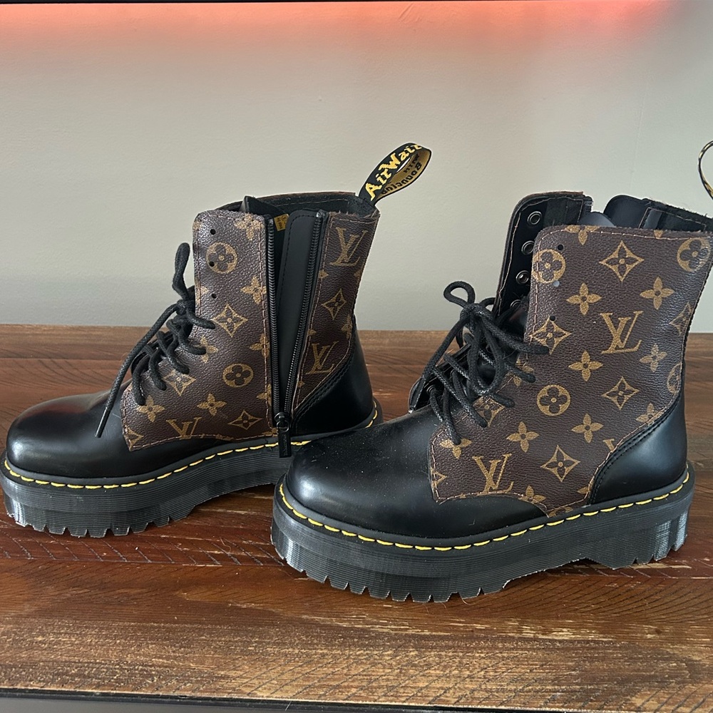 Custom Dr.Martens Jadon leather platforms with Louis Vuitton